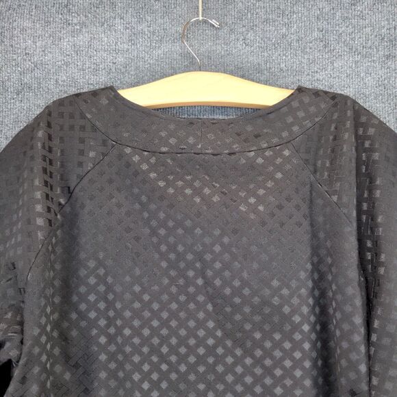 Covington Womens Blouse Top Sz 20-22W Black Crosshatch Pattern Shirt Snaps - Picture 9 of 12